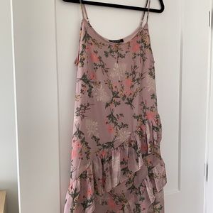 New Look Lavender Floral Ruffle Tiered High Low Garden Party Dress